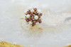 Vintage 14K Yellow Gold Pearl and Ruby Ring Size 5.5 Circa 1960