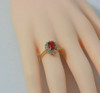 14K YG Spessartite Garnet Checkerboard Cut Diamond Halo Ring Size 6 Circa 1980