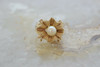 14K YG  White Pearl Wirework Flower Form Ring Size 6.5 Circa 1970