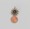 10K Yellow Gold Tested Pearl and Diamond Sun Burst Pin - Pendant, Circa 1900