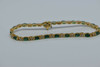 14K Yellow Gold Emerald Navette and Round Diamond Bracelet Circa 1970