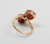 14K Yellow Gold Coral 2 Stone Ring Circa 1950, Size 6.5