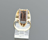 14K Yellow Gold Large Rectangle Smokey Quartz Ring Circa 1970, Size 8