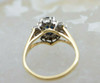 14K Yellow Gold Pear Shaped Sapphire and Diamond Halo Ring Size 6 Circa 1970