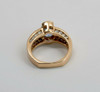 14K Yellow Gold Light Blue Oval Sapphire & Diamond Ring , Size 7