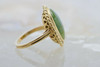 14K Yellow Gold Jadeite Ring Oval Medium Light Green Jade Size 6, Circa 1960