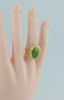 14K Yellow Gold Jadeite Ring Oval Medium Light Green Jade Size 6, Circa 1960