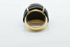 14K YG Unusual Design Black Onyx and Pearl Ring Size 6.25 Circa 1990