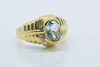 18K Yellow Gold Aquamarine and Diamond Ring Size 8.75 Circa 1990