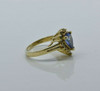 14K Yellow Gold Tanzanite Pear and Round Diamond Halo Ring Size 5.5 Circa 1990