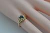 14K Yellow Gold Blue Green Sapphire Diamond Ring Size 5.25 Circa 1980