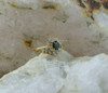 14K Yellow Gold Blue Green Sapphire Diamond Ring Size 5.25 Circa 1980