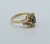 14K Yellow Gold Blue Green Sapphire Diamond Ring Size 5.25 Circa 1980