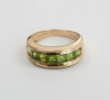 14K Yellow Gold Channel Set Peridot Ring Circa 1990, Size 9.75