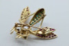 14K Yellow Gold Bee Pin with Pearl Turquoise Ruby & Diamonds Circa 1960