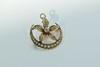 Vintage 10K YG Flower and Crescent Pendant Pin Diamond and Seed Pearl Circa 1920