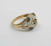 14K Yellow Gold Multi Colored Ring w/Chocolate, White & Black Diamonds Size 7