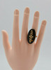 Victorian 14K YG Tested Mourning Ring Black Onyx & Seed Pearls Size 6 Circa 1880