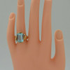 14K YG Rectangle Cut Blue Topaz with Diamond Accent Ring Circa 1960 Size 7.25