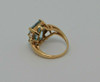 14K YG Rectangle Cut Blue Topaz with Diamond Accent Ring Circa 1960 Size 7.25