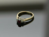 14K Yellow Gold 3 Stone Ruby and Diamond Ring Circa 1980 Size 6