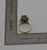 14K Yellow Gold Blue Topaz Diamond Halo Ring Size 7.75 Circa 1960's