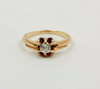 14K YG Mine Cut 1/3ct Diamond Solitaire in Belcher Setting Circa 1940 Size 6.75