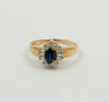 14K YG 1 ct tw Sapphire and Diamond Halo Ring Circa 1980 Size 6