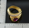 18K Yellow Gold heart Shaped purplish - Red Ruby & Diamond Ring 1970's, Size 6