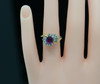 18K Yellow Gold Reddish-Purple Sapphire and Diamond Ring Circa 1960, Size 4