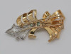 14K yellow Gold & Platinum Diamond and Emerald Fur Clip, Circa 1950