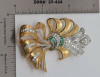 14K yellow Gold & Platinum Diamond and Emerald Fur Clip, Circa 1950