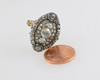 19th Century Diamond Ring, Marquise Shaped Head with Rose & Old Mine Cut Stones