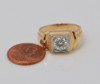 14K Yellow Gold Men's Diamond Signet Ring app. 1.25 ct. Circa 1950, size 9.75