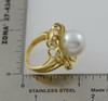 18K Yellow Gold Superb Pearl and Diamond Ring Circa 1960, Size 4.75