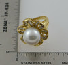 18K Yellow Gold Superb Pearl and Diamond Ring Circa 1960, Size 4.75