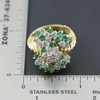 18K Yellow Gold Large Diamond and Emerald Cluster Ring Circa 1970, Size 6.5