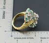 18K Yellow Gold Large Diamond and Emerald Cluster Ring Circa 1970, Size 6.5