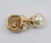 18K Yellow Gold Pearl Drop with Pave Set Diamond Pendant