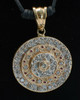 14k Yellow Gold "Hippy Pendant" Elevated Disc Style with Diamonds and Rubies