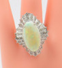 Platinum Opal and Diamond Cocktail Ring with 48 Diamonds Circa 1950 , size 8.75