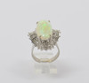 Platinum Opal and Diamond Cocktail Ring with 48 Diamonds Circa 1950 , size 8.75