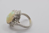 Platinum Opal and Diamond Cocktail Ring with 48 Diamonds Circa 1950 , size 8.75