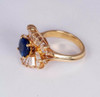 18K Yellow Gold Sapphire and Diamond Cocktail Ring, size 6.25