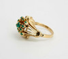 18K Yellow Gold Emerald Ring set in Unusual High Domed Mounting, Size 7