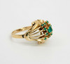 18K Yellow Gold Emerald Ring set in Unusual High Domed Mounting, Size 7