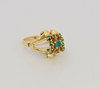 18K Yellow Gold Emerald Ring set in Unusual High Domed Mounting, Size 7