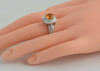 14K White Gold Diamond Halo and Orange Sapphire Ring, Size 7.5