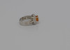 14K White Gold Diamond Halo and Orange Sapphire Ring, Size 7.5