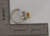 14K White Gold Diamond Halo and Orange Sapphire Ring, Size 7.5